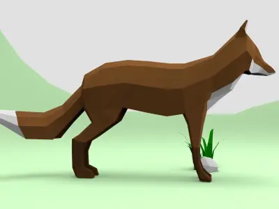 Low Poly Fox polygonal Low-poly 3D model purchase
