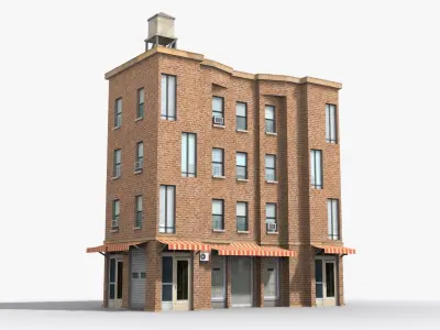 Apartment Building x34 Low-poly 3D model
