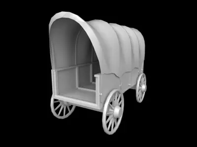 Wooden Wagon Low-poly 3D model get