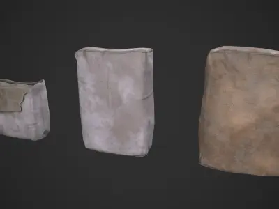 Set of Cement Bags Low-poly 3D model