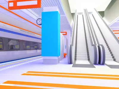 High-Tech Subway and Station 4K 3D model