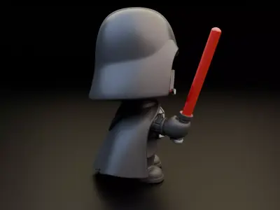 Meditative Darth Vader Chibi Statue - Dark Side Art Toy 3D print model