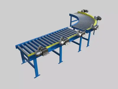 Live Roller Conveyor Low-poly 3D model