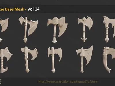 37 Axe Base Mesh - Vol 14 Low-poly 3D model