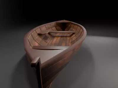 Wooden Longboat Low-poly 3D model