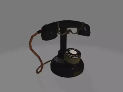 Antique Table Dial-Style Telephone Low-poly 3D model