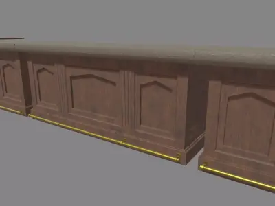 Vintage Bar Counter Low-poly 3D model