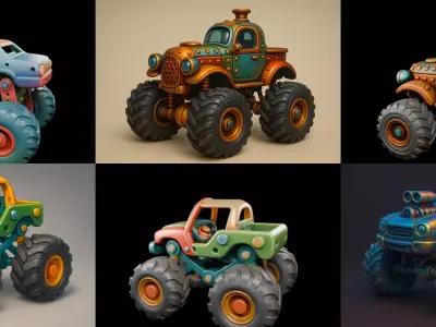 Monster Truck bundle 2 pack 100 glb 3D model