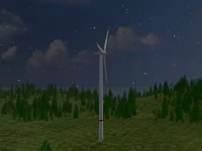 Wind turbine V1 H-175 RD 172 m with animation Low-poly 3D model