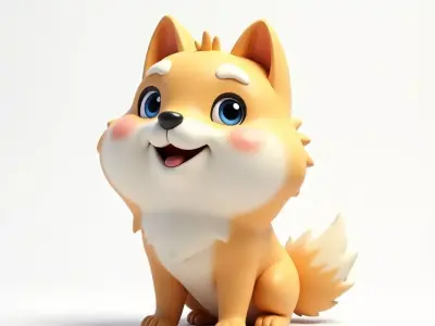 Cute Cartoon Chinese Dog  3D Model Low-poly 3D model