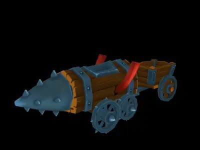 Driller and Cart lowpoly stylized with handpainted textures Low-poly 3D model
