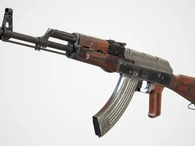 AK-47 rifle Low-poly 3D model 3