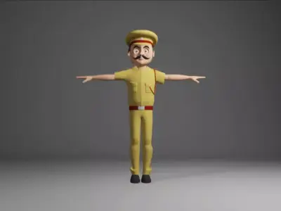 Indian Police man  Low-poly 3D model