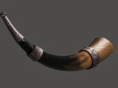 Viking War Horn - Game Ready 3D Model  Low-poly 3D model