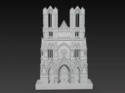Gothic Cathedral Facade Notre Dame Style STL Model 3D print model