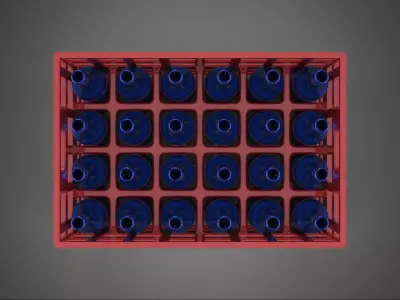 RED BOTTLE CARRIER PLASTIC CRATE BOX CONTAINER STORAGE RACK TRAY 3D model