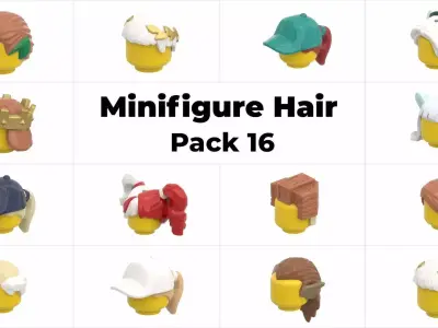 TwindBricks3D - Minifigure Hair pack 16 3D print model