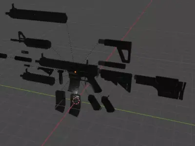 gun asset pack Low-poly 3D model