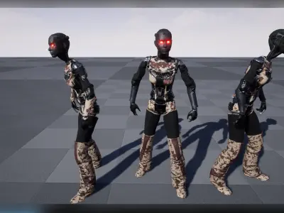 CyborgGirl - characters pack for Unreal engine 4  Low-poly 3D model