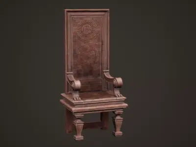 Christian Bishop armchair Low-poly 3D model