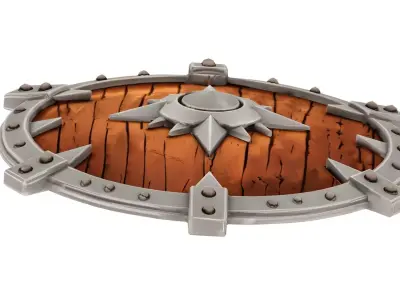 Stylized Medieval Round Shield Low-poly 3D model