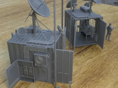 MILITARY MODERN TELECOM SHELTER FOR TABLETOP 1-35 SUPPORTED STL 3D print model