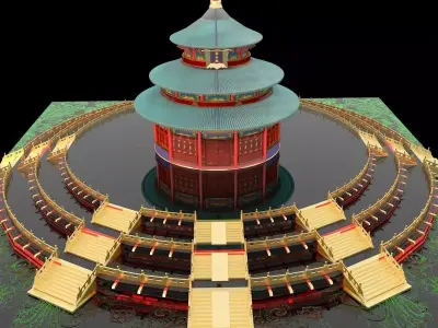 Chinese temple 3D model purchase
