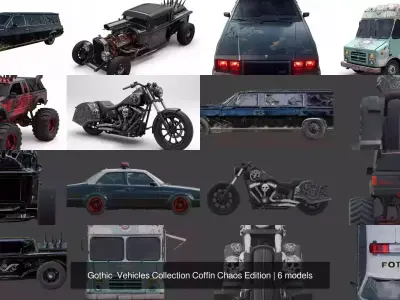Gothic  Vehicles Collection Coffin Chaos Edition 3D Model Pack
