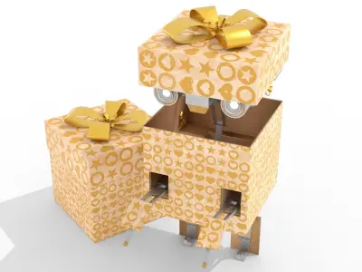 Gift Present Robot Rigged Low-poly 3D model
