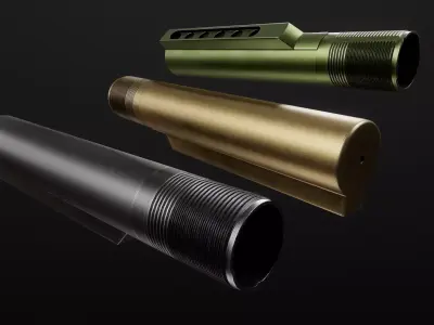 AR15 Carbine Buffer Tubes collection Free low-poly 3D model