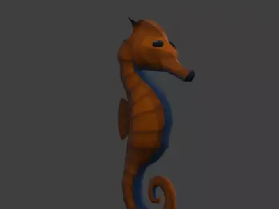 low poly seahorse with multiple different coloured textures  Low-poly 3D model