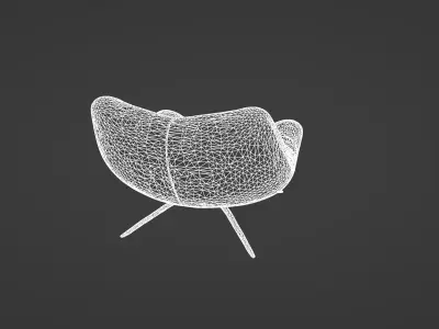 Modern Curved Leather Lounge Chair  3D model