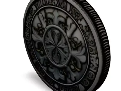 Ornate Silver Coin 3D Model Low-poly 3D model