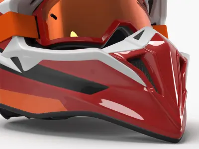  Racing Motocross Helmet with Goggles Red-Orange 