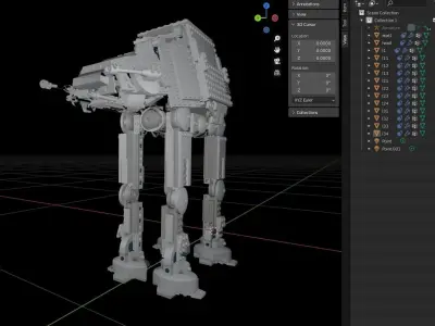 LEGO Star Wars AT-AT with armature 3D model