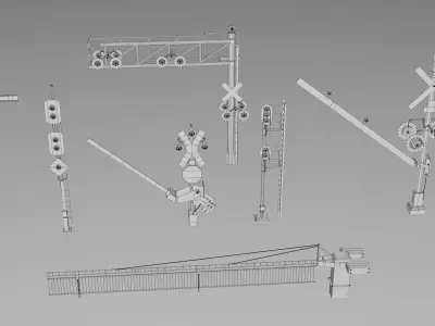 7 Railway Signals Collection 3D model