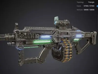 Futuristic Rifle Gun 3D model purchase