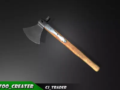 Modern Realistic Medieval PBR Axe Lowpoly 3d model Low-poly 3D model