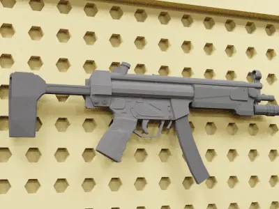 Low poly mp5 rifle  Low-poly 3D model