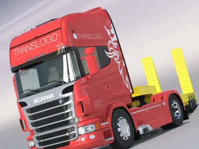 Euro Truck With Flatbed Semitruck  3D model
