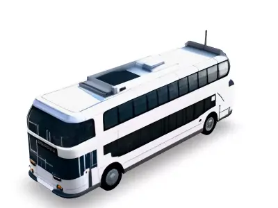 Modern White DoubleDecker City Bus Low-poly 3D model
