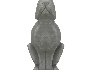 Rabbit stone statues Low-poly 3D model