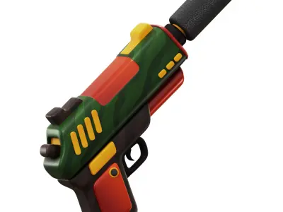 3D Army Pistol Gun Low-poly 3D model