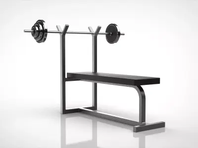 barbell and bench 3D model