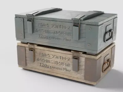 Military grenade box Low-poly 3D model