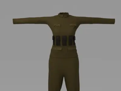 WW1 Soldier Woman Uniform  Low-poly 3D model