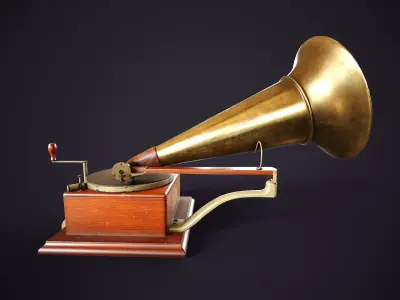 Vintage Gramophone 1890 Low-poly 3D model
