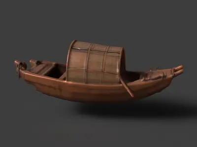 Chinese wooden boat   Low-poly 3D model purchase