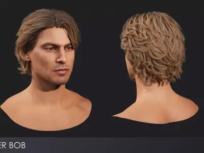 Realistic male hairstyles - pack 7 Low-poly 3D model
