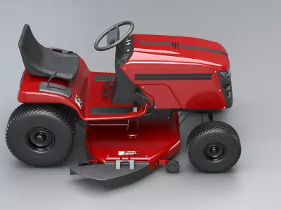 Ride-On Lawn Mower Realistic Garden Tractor PBR Textures 3D model